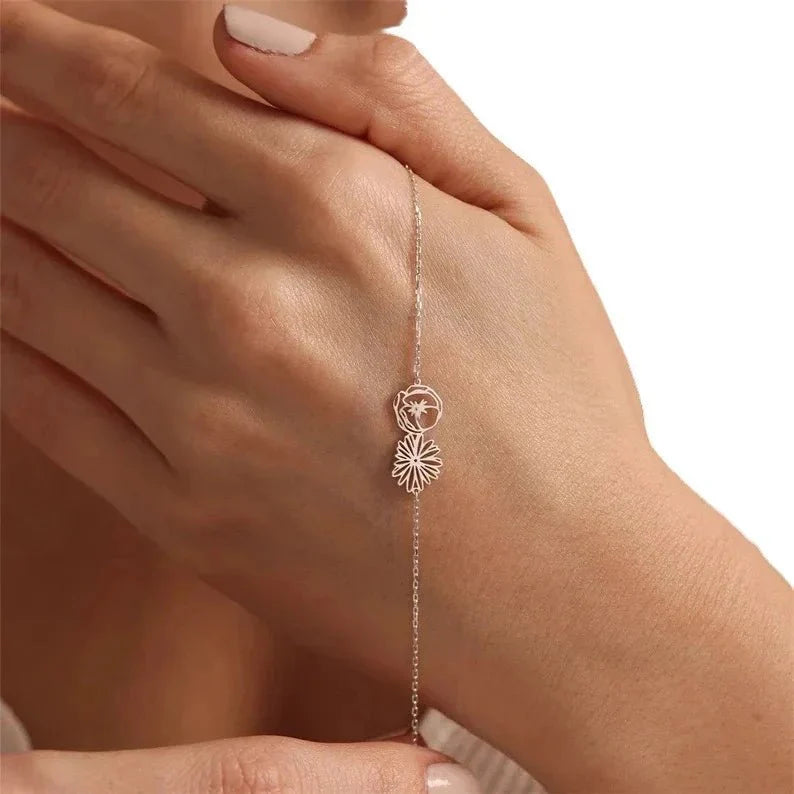 Personalized Birth Flower Chain Bracelet & Necklace