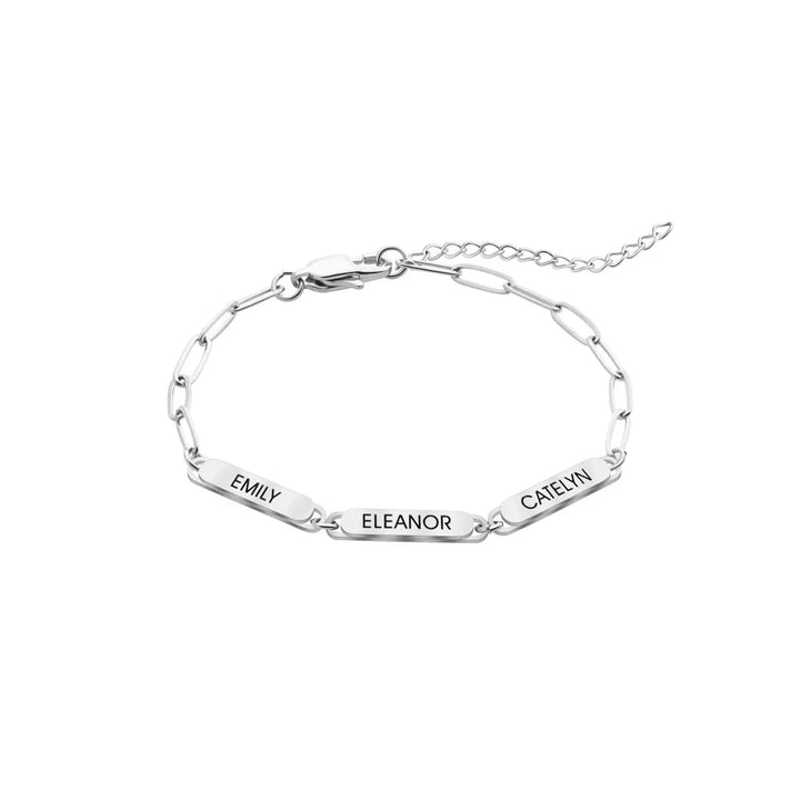 Personalized Family Names Paperclip Bracelet