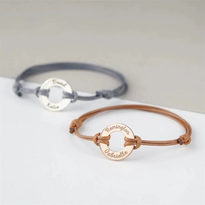 Personalized Name Disc Rope Bracelet