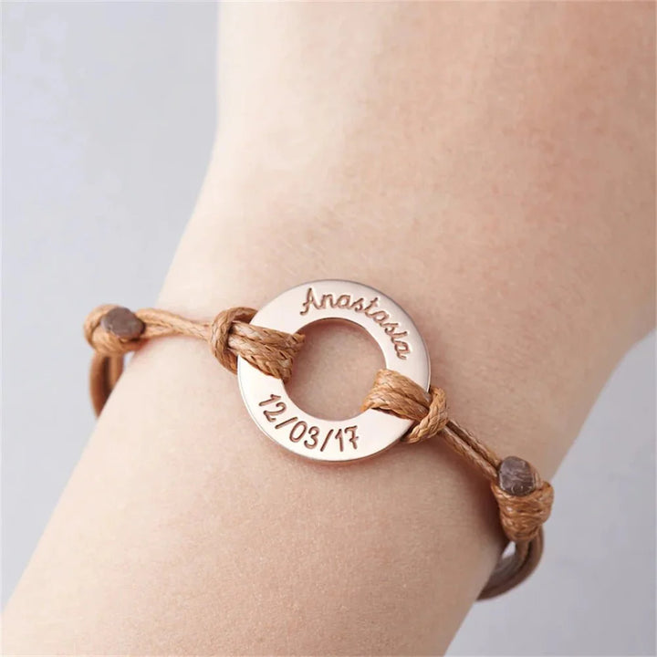 Personalized Name Disc Rope Bracelet
