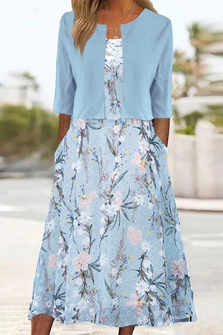 Monica Secrets | Elegant Floral Midi Co-Ord Set