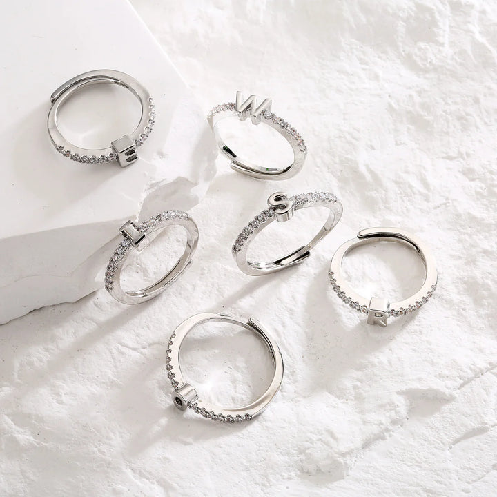 Radiant Adjustable Letter Initial Rings