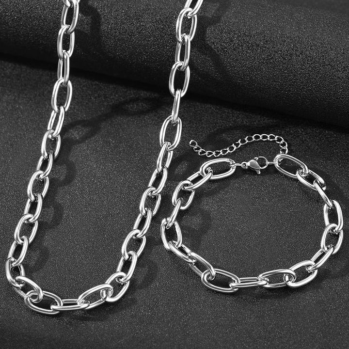 Simple Paperclip Necklace & Bracelet Set