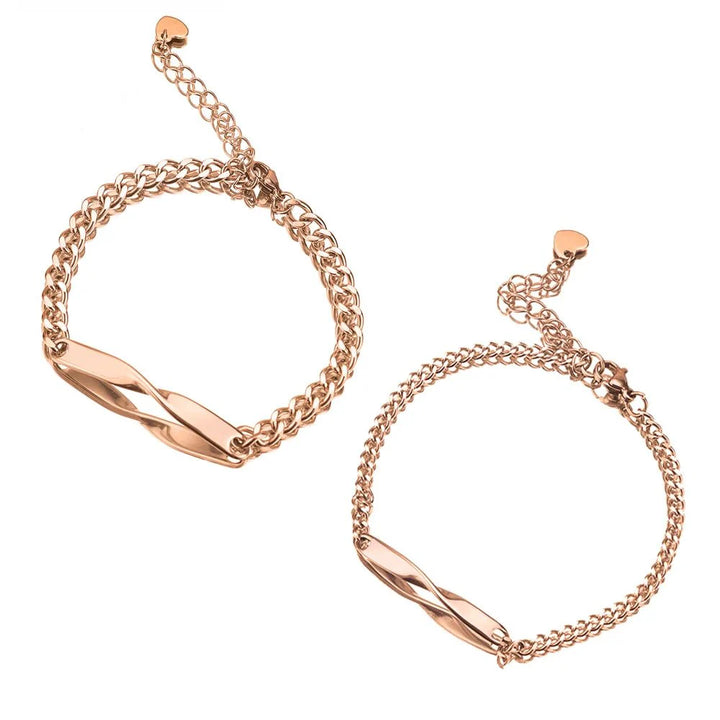 Twisted Name & Date Couples Bracelets