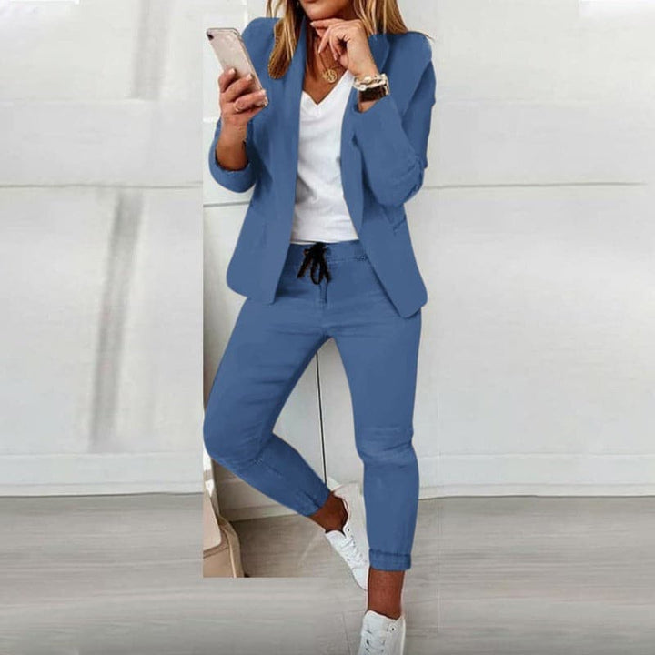 Monica Secrets | Women's Suit - Slim Fit Blazer - Jogging Pants With Elastic Waist